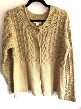 St. John's Bay Cable Knit Cardigan in Brown Size PXL